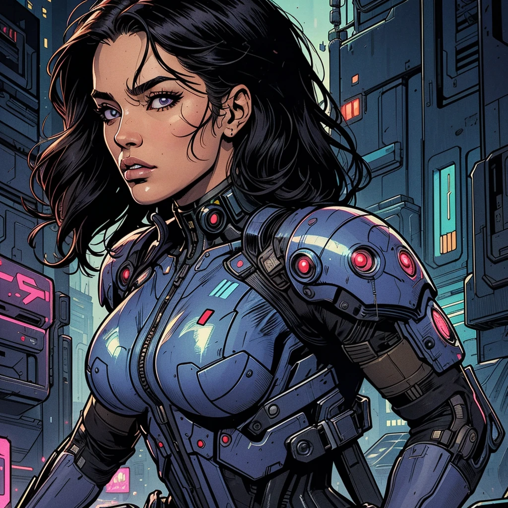 (masterpiece), (best quality), (very detailed), (1 woman), (cyberpunk), Asian female agent, detailed eyes, Detailed nose, Detailed lips, perfect face, perfect body, sexy pose, women combat suit, Focus on head and upper body, straight ahead, portrait