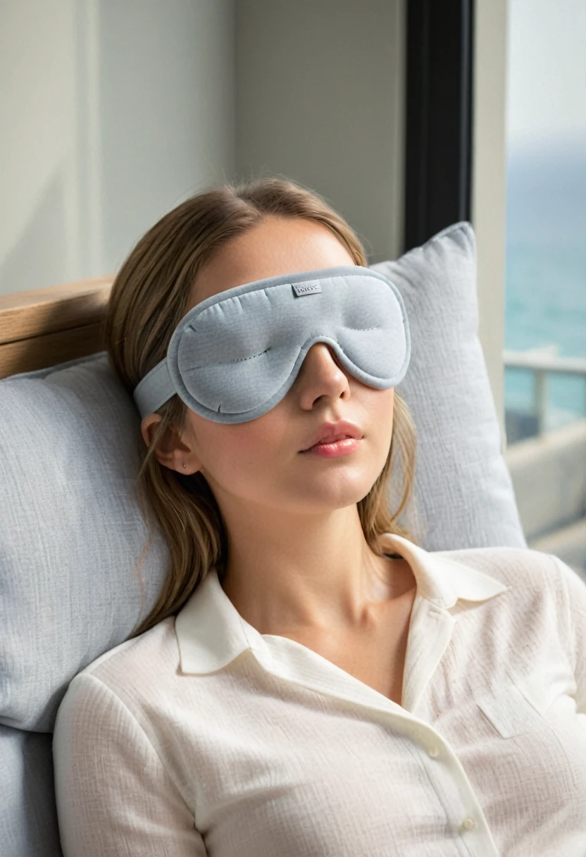 (best quality,4k,8k,highres,masterpiece:1.2),ultra-detailed,(realistic,photorealistic,photo-realistic:1.37),travel accessories, sleep mask, sleeping pillow, cozy, comfortable, minimalist design, soft fabrics, high-quality materials, elegant, stylish, on-the-go, luxury, modern, chic, premium, lightweight, portable, versatile, relaxing, soothing colors, natural tones