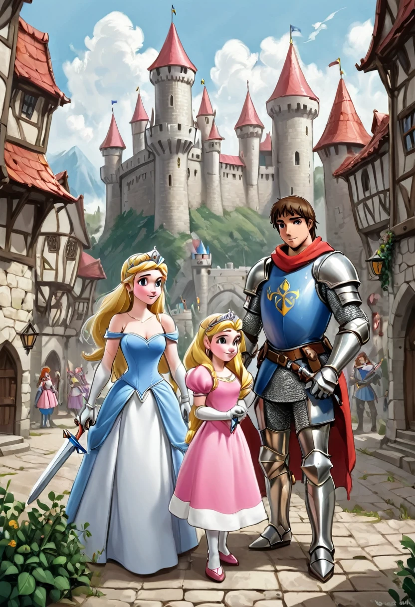 castillo, Town, Princess, guardian and knight