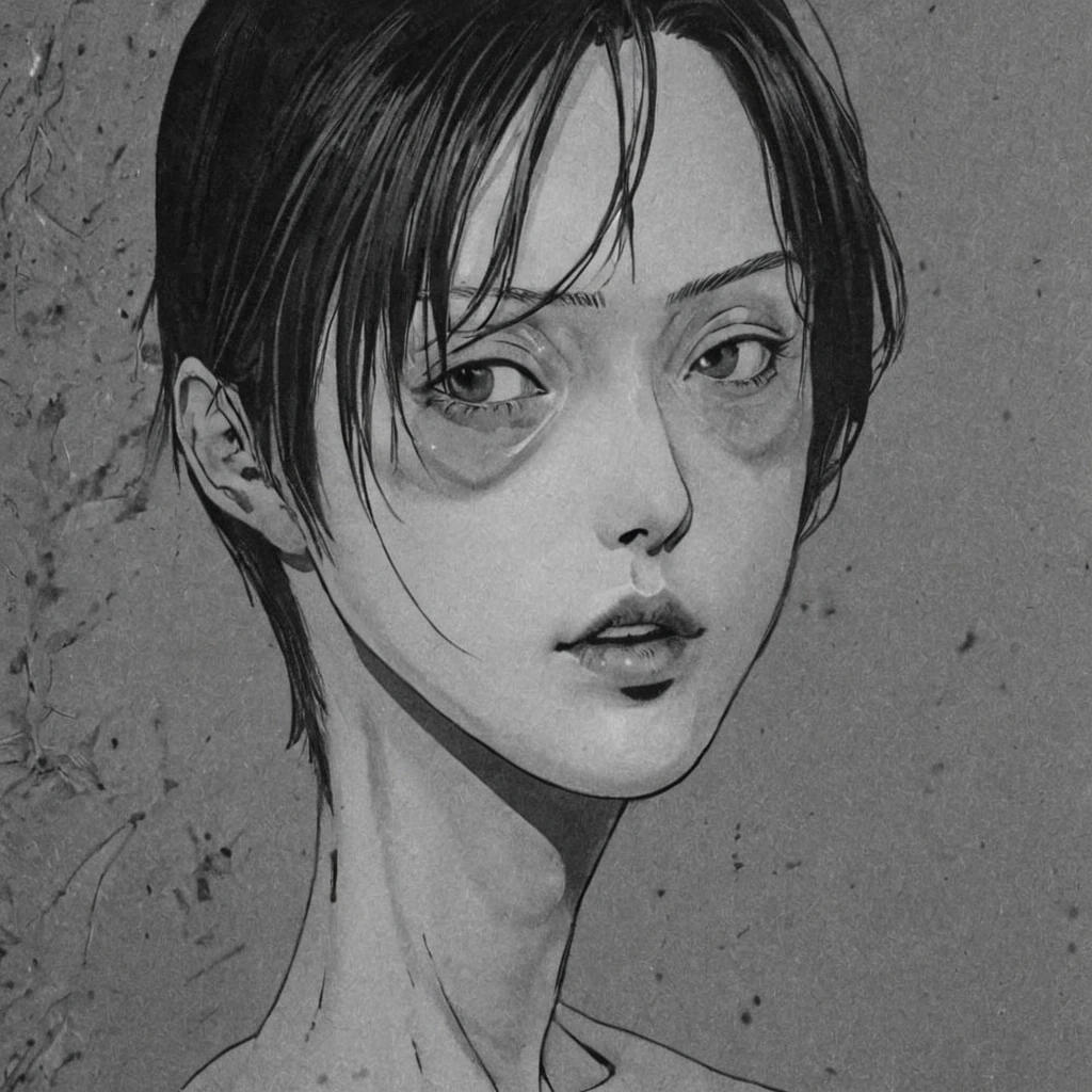 dripping onto the floor, (anime), bizarre scenario, This is Junji, Yusuke Murata, black and white, 8K, anime, horror