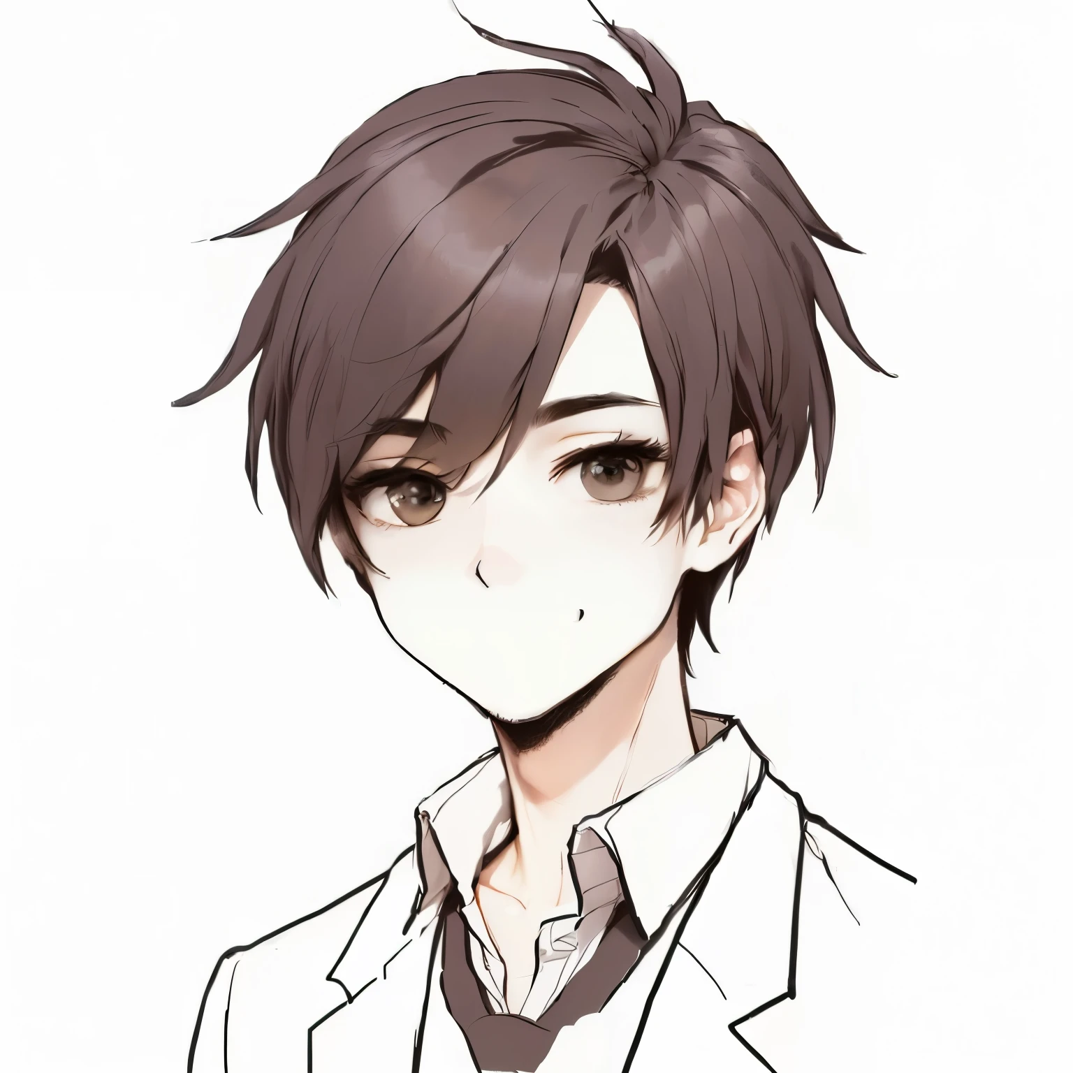 Make him laugh happily following the same image and drawing structure