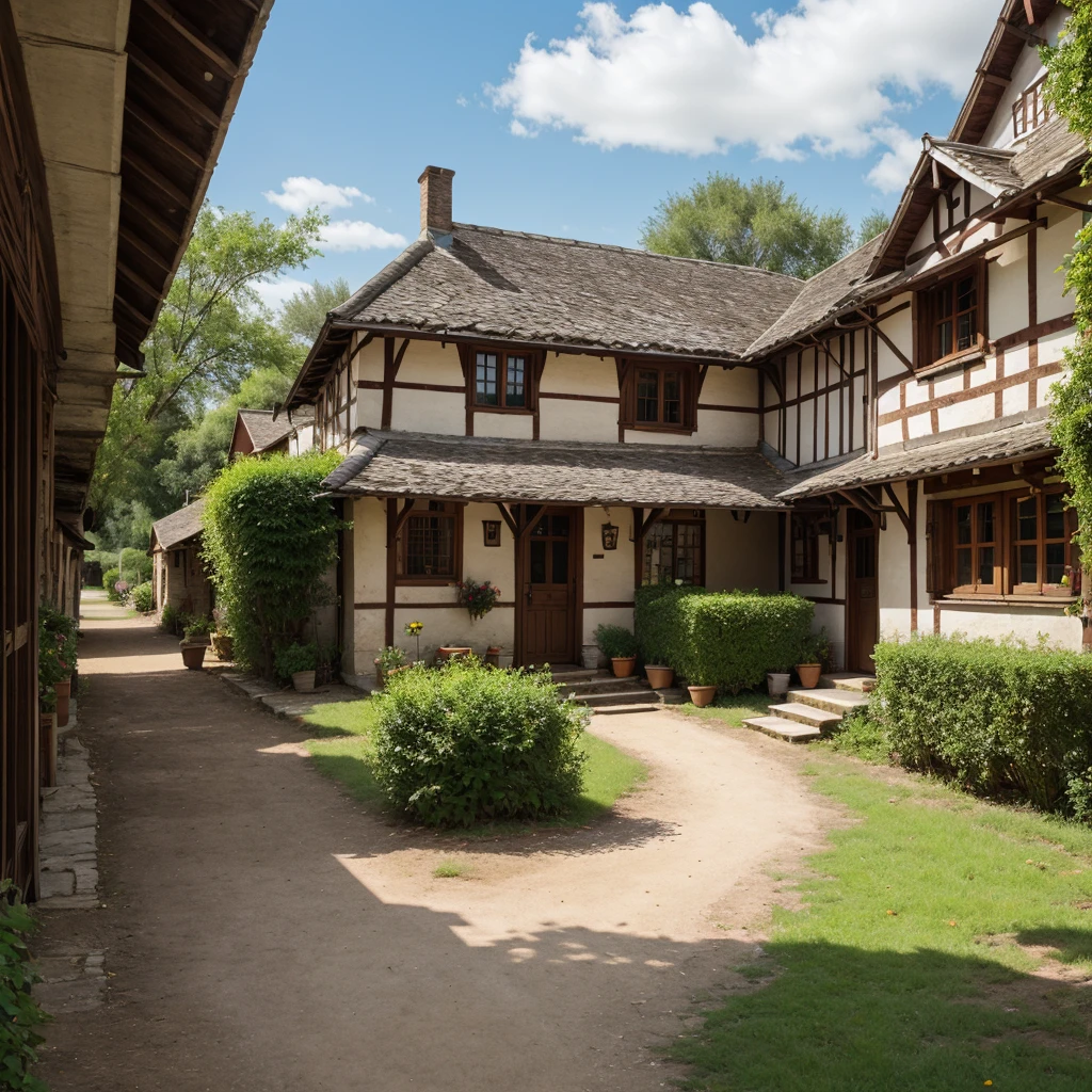 Create a old village image 