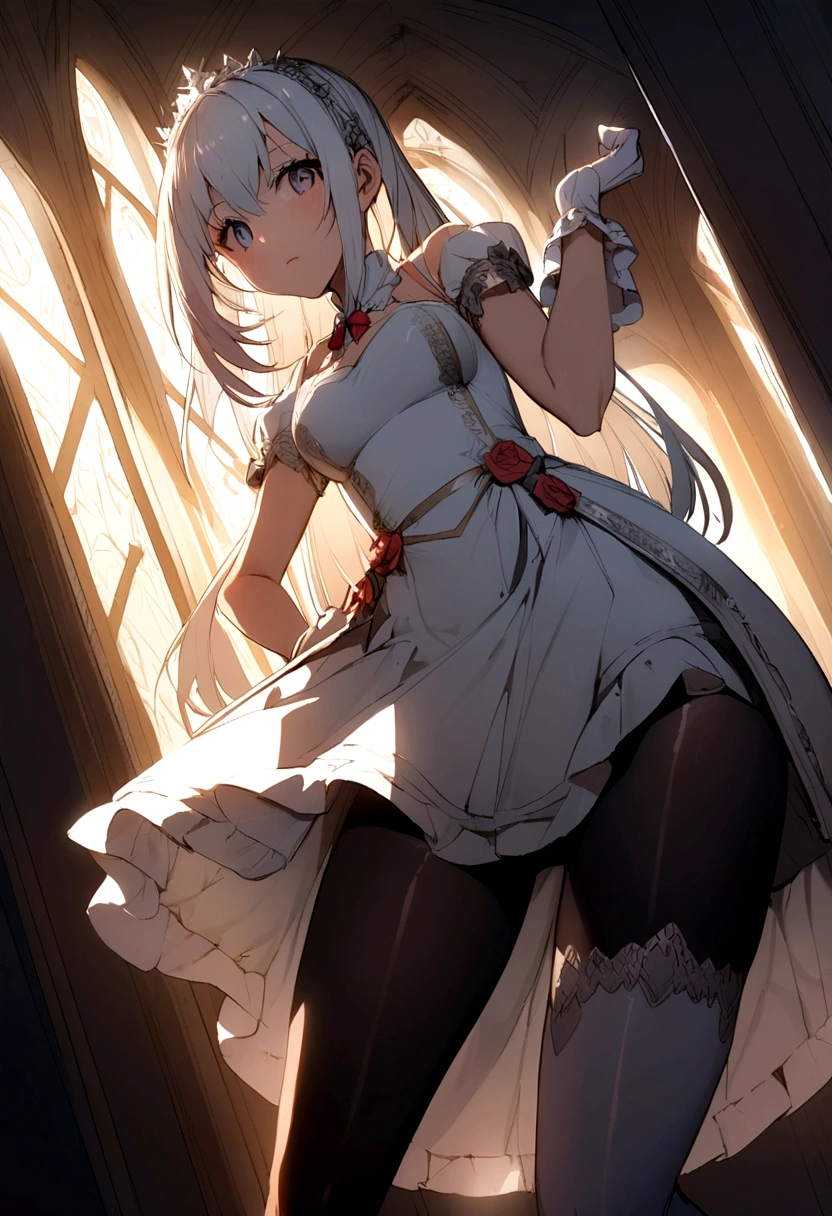 princess is in a prison, tied up, dirty