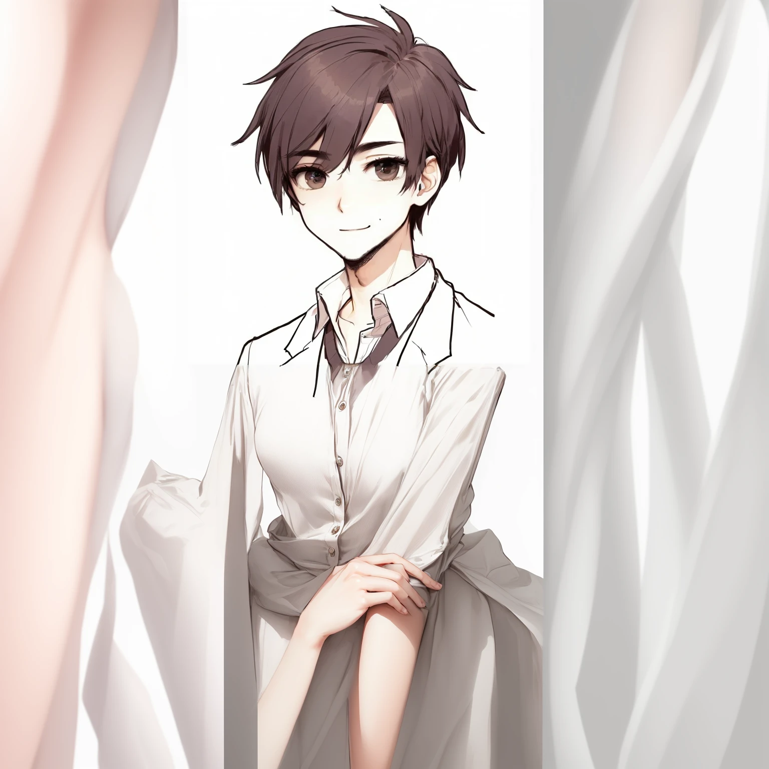 Please, if possible, change the background and show it from the waist up, put a funny expression