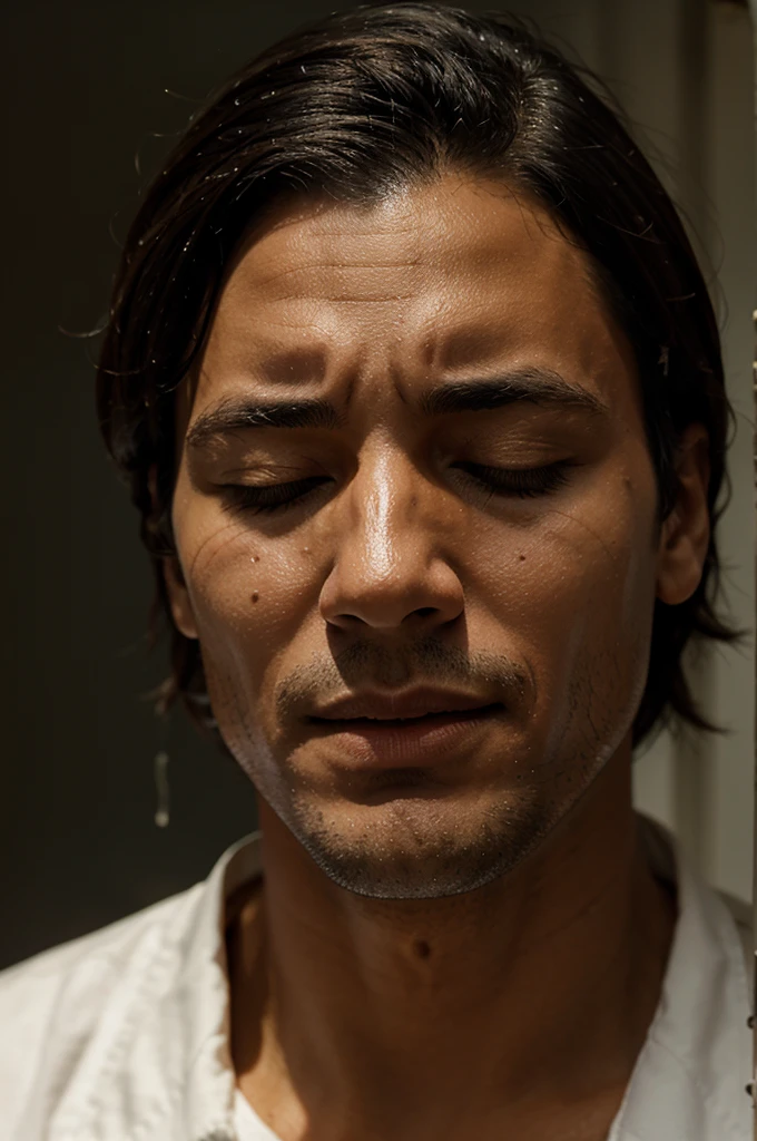 The blind man closed his eyes