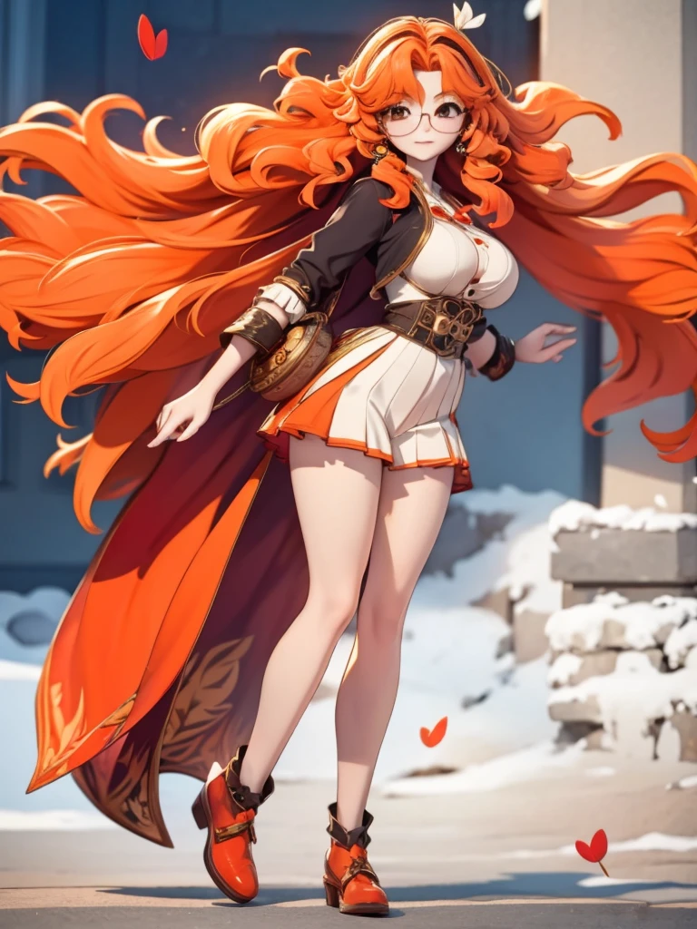 Seizo Watase style, Simple Line Initialism,Abstract art, 3d character, colorful hearts ,(((The most beautiful girl of all time))), (full body 1.2), only girl, 18 year old, full body, (((8k))),, (((3d))), orange hair