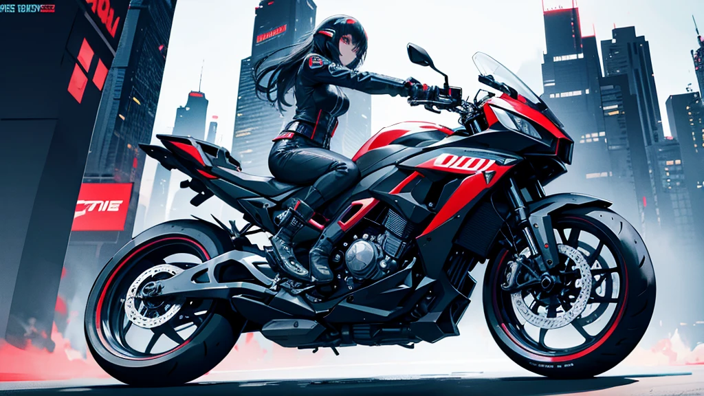 Futuristic motorbike, Cyberpunk background
