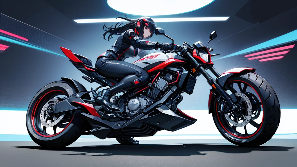 Futuristic motorbike, Cyberpunk background, no humans