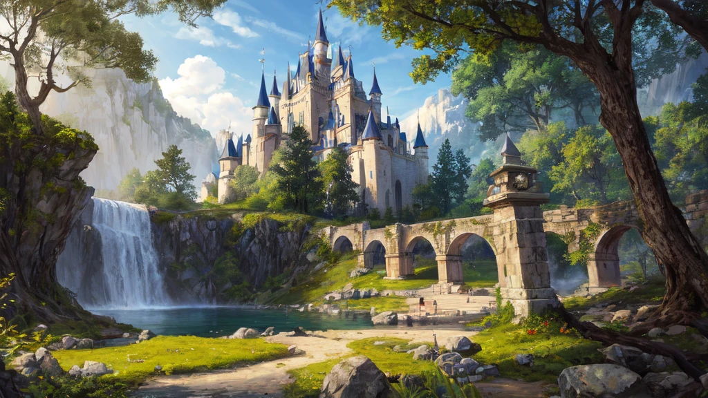 masterpiece, cg, background, kingdom castle, in forest