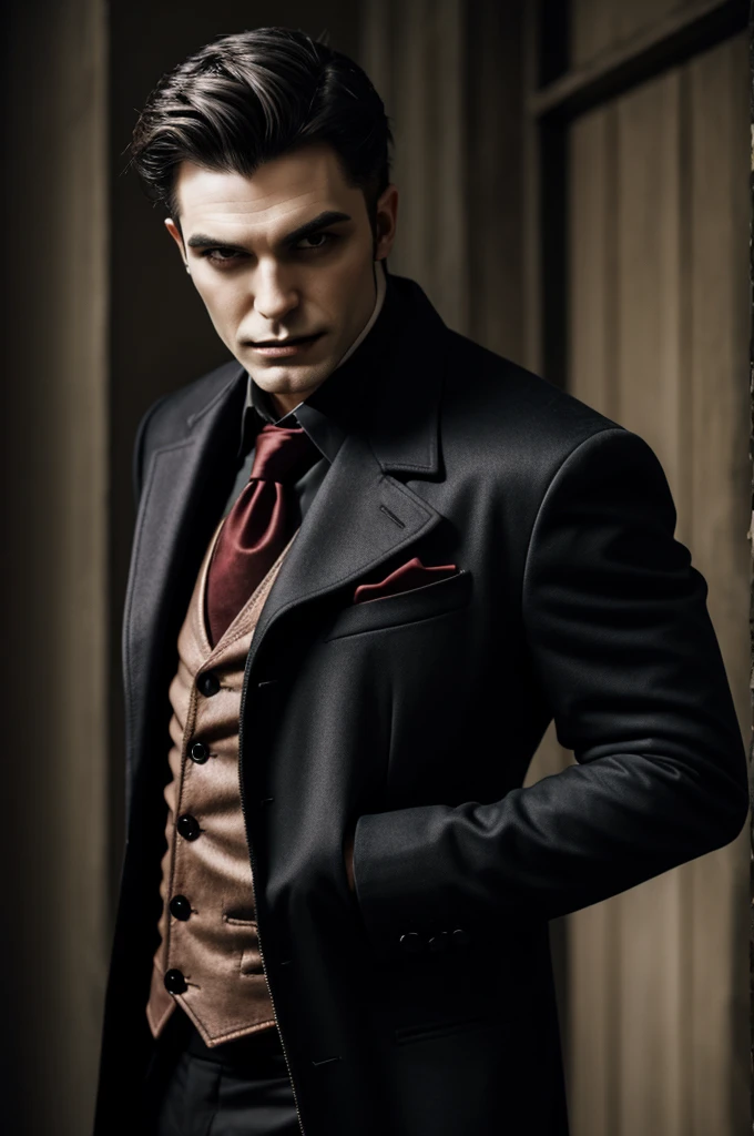 vampire man,  with short hair 