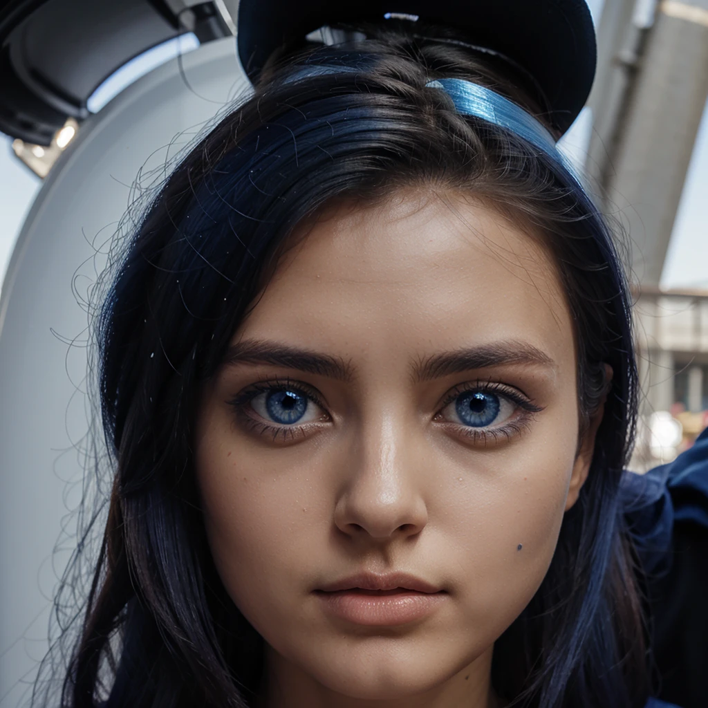 bionde, blue eye, from front shot