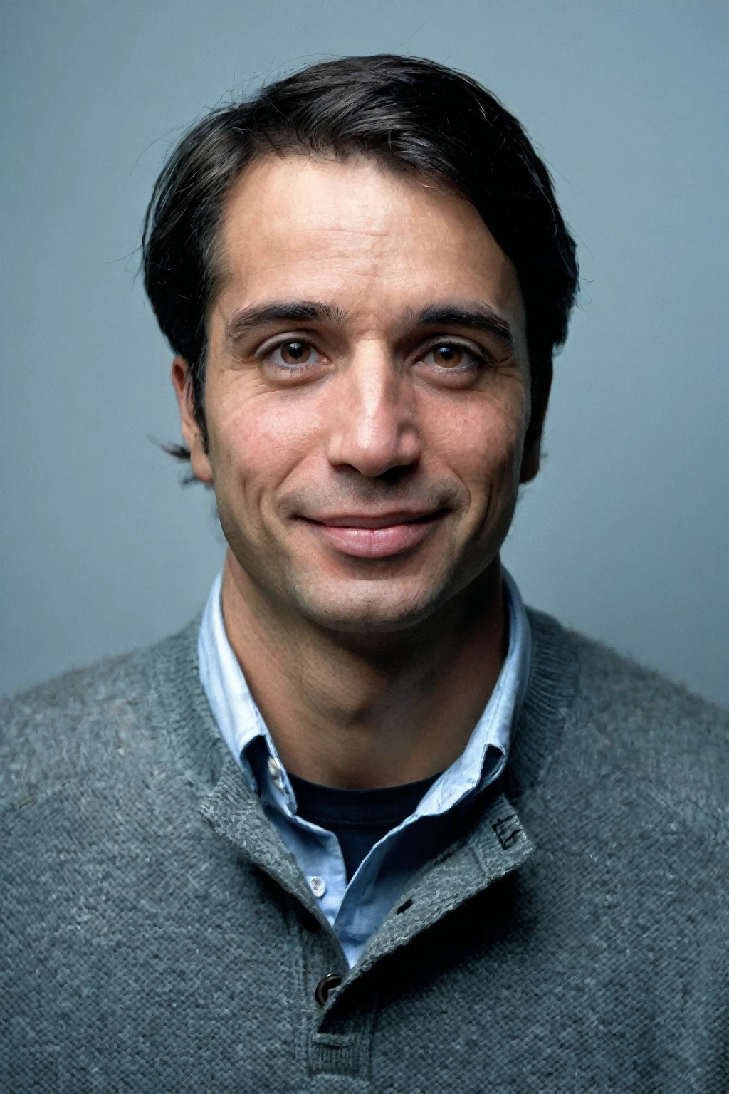 arafed man with a smile on his face and a sweater, miguel iglesias, simon stalberg, headshot portrait, david kostic, photo of a man, closeup headshot portrait, raphael personnaz, a photo of a man, david rudnick, greg rutowski, rené laloux, mickael lelièvre, daniel richter