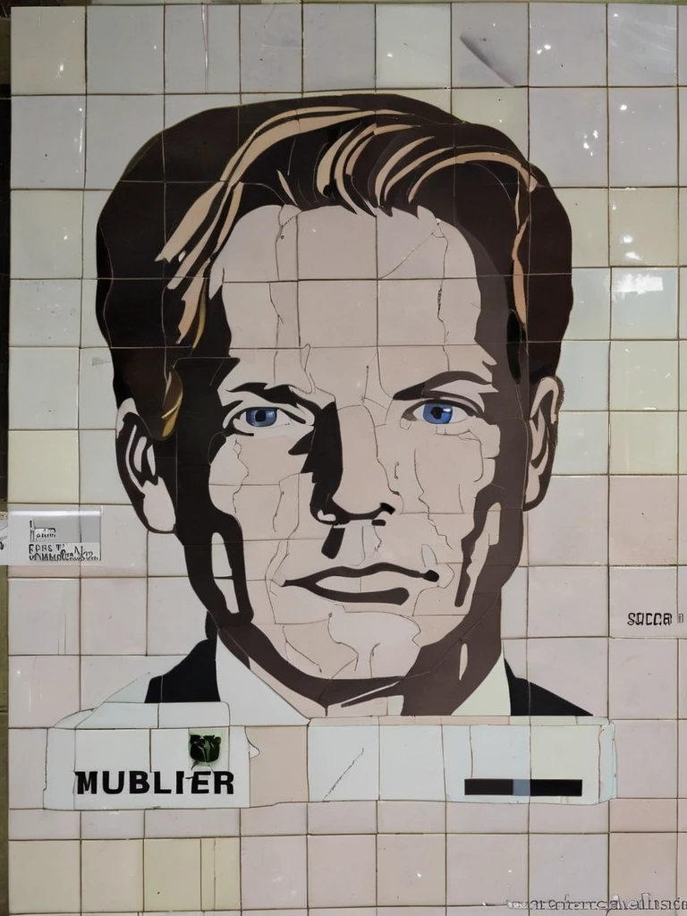 socrealmosaic ceramic tile agent mulder from the x-files, very sharp, high quality  