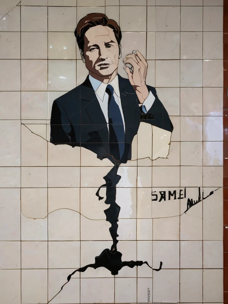 socrealmosaic ceramic tile agent mulder from the x-files, very sharp, high quality  