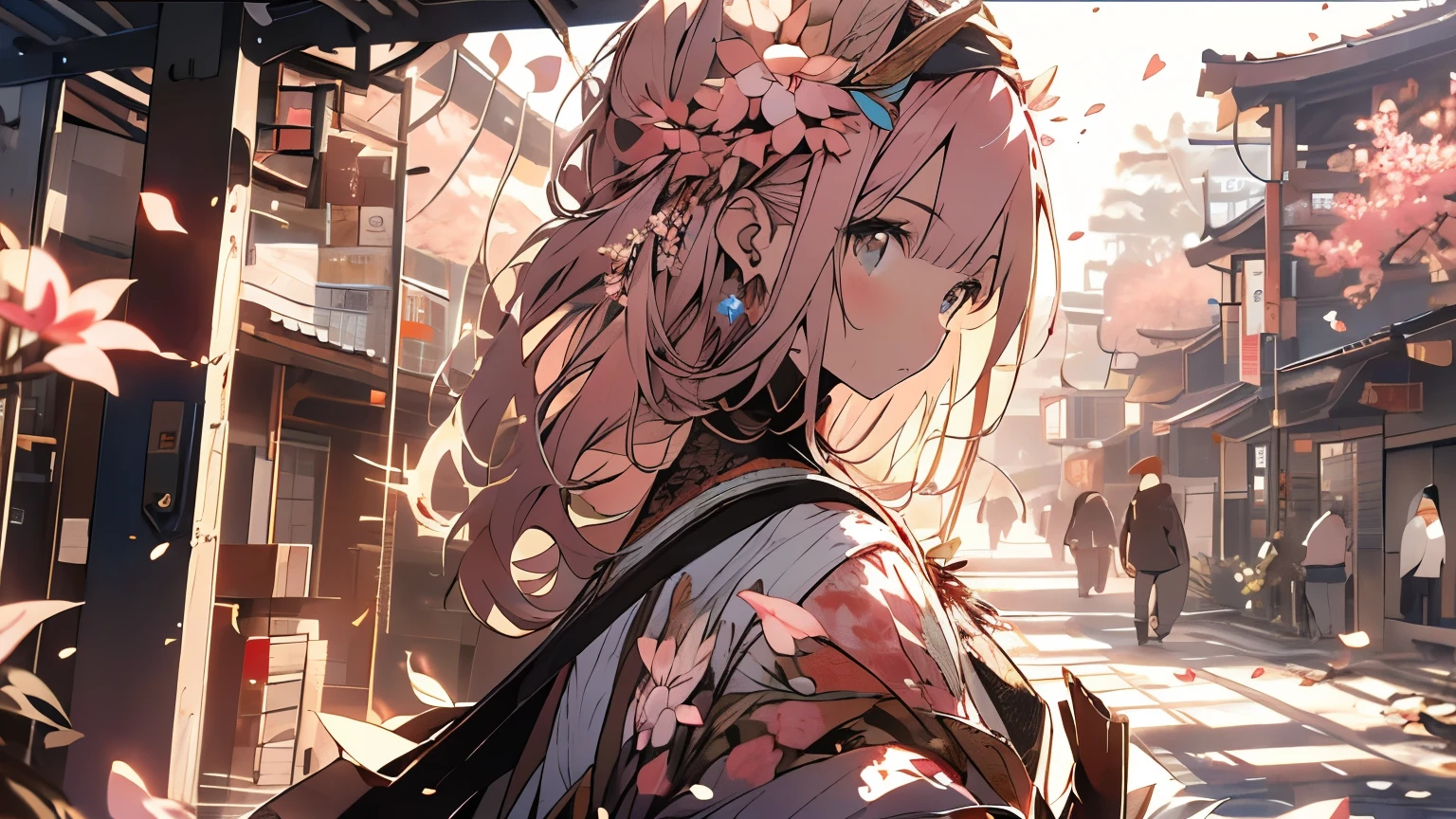 (very detailed anime、 8k wallpaper), Lighting, sea of Flowers, Flowers, (1 girl), whole body,(Off-the-shoulder dress、A lot of floral decorations)、 K-POPアイドル,Colorful colors、Bright atmosphere、(Beautiful Anime)、cute、(highest quaLightingy、masterpiece、High resolution、detailed)、(Shining Eyes、detailed美しい顔)、Big breasts in bright sunlight, Brown Hair, Bangs between the eyes, Dog ears, Inugami Korone,Hololive