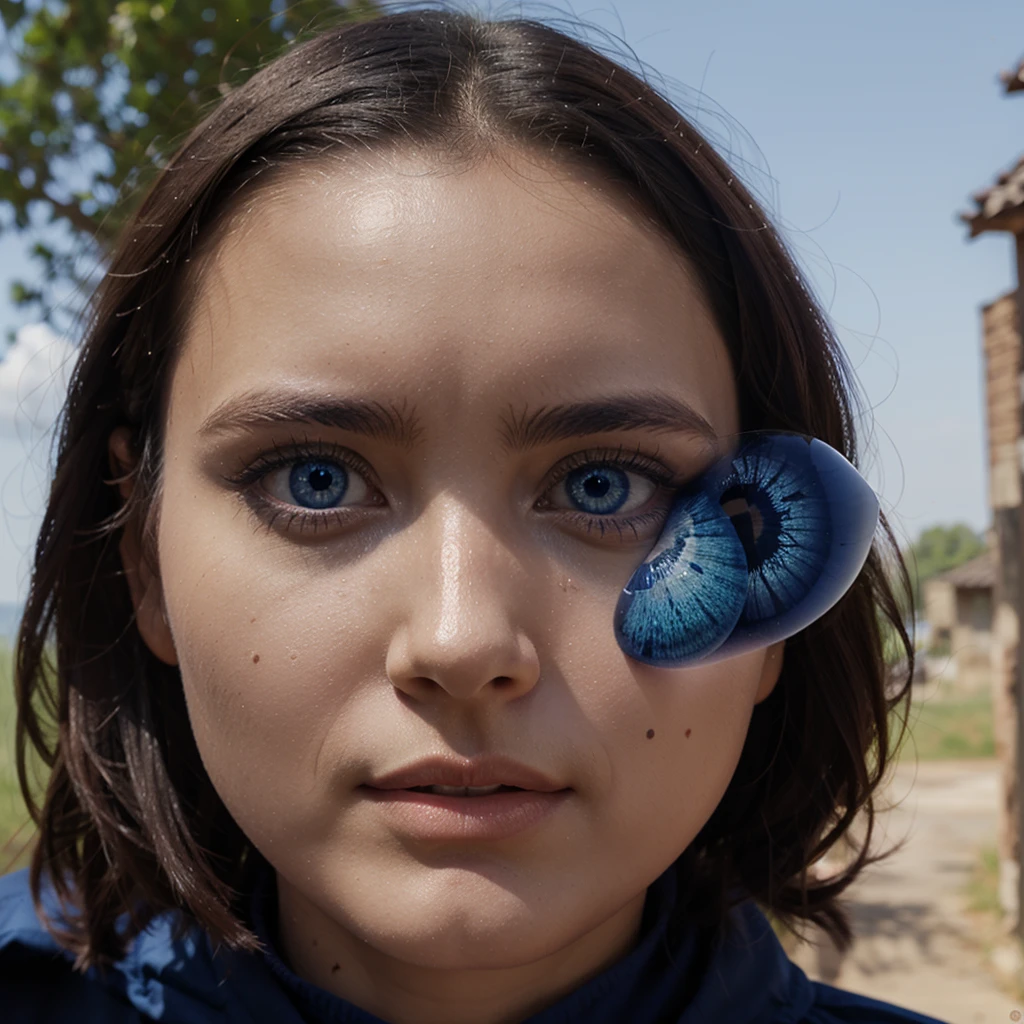 bionde, blue eye, from front shot