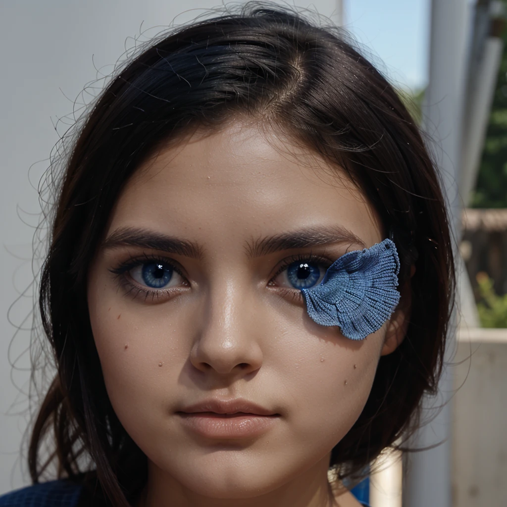 bionde, blue eye, from front shot