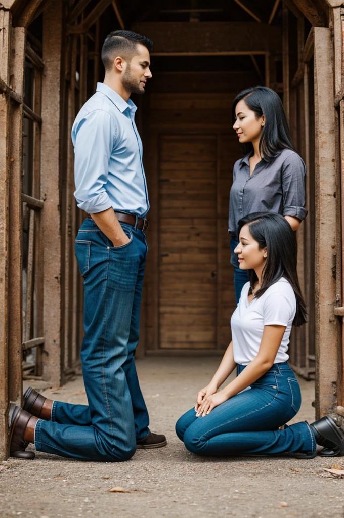 Man and woman kneeling 