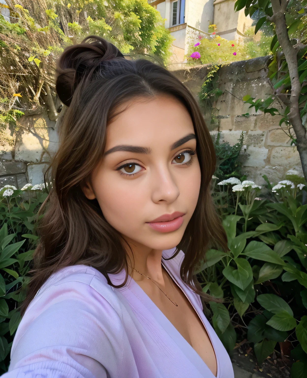 araffe femme ,tenue de sport bleu ,reddit, tachisme, Violette Myers, femme splendide, magnifique femme, beauté à couper le souffle, Portrait de Sophie Mudd, 18 ans, magnifique belle femme, femme magnifique, Kim Kardashian, 21 ans, demi rose, jolie femme, large hache, very large bassain, selfi, jardin, elle sourit, robe violet claire, tres gros sein