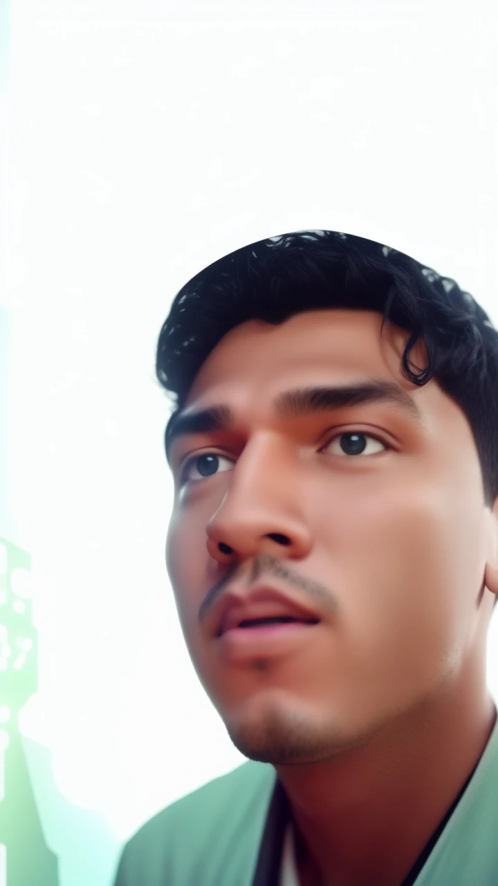 man gamer , with his full streaming setup , use neon syberpunk color , heavy strokes , editor cinematic, black all tshirt, black hair,editing in front of a computer with two monitors, beckground full white and youtube logo, central view