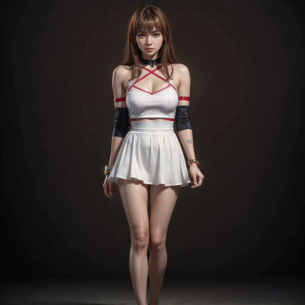 Kasumi, brown eyes, (best quality, ultra-detailed), (realistic:1.37), beautiful and detailed face, ultra-realistic texture, delicate face, delicate body, red lipstick, bright colors. High definition, 8K. angry expression