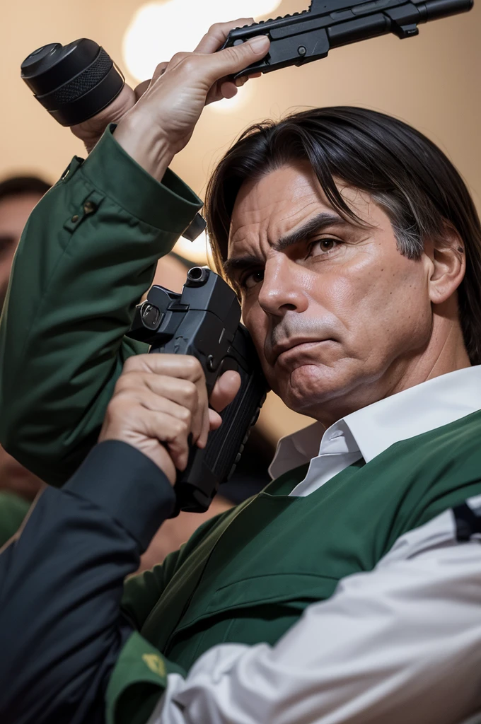 Bolsonaro pointing a gun at Lula&#39;s head