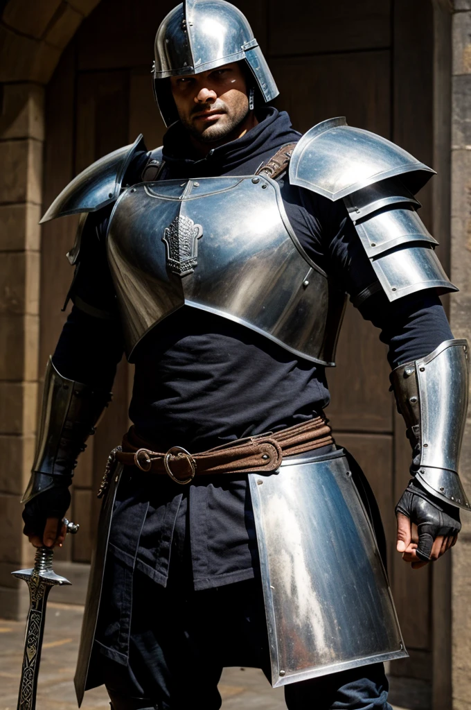 An armoured man with big sword