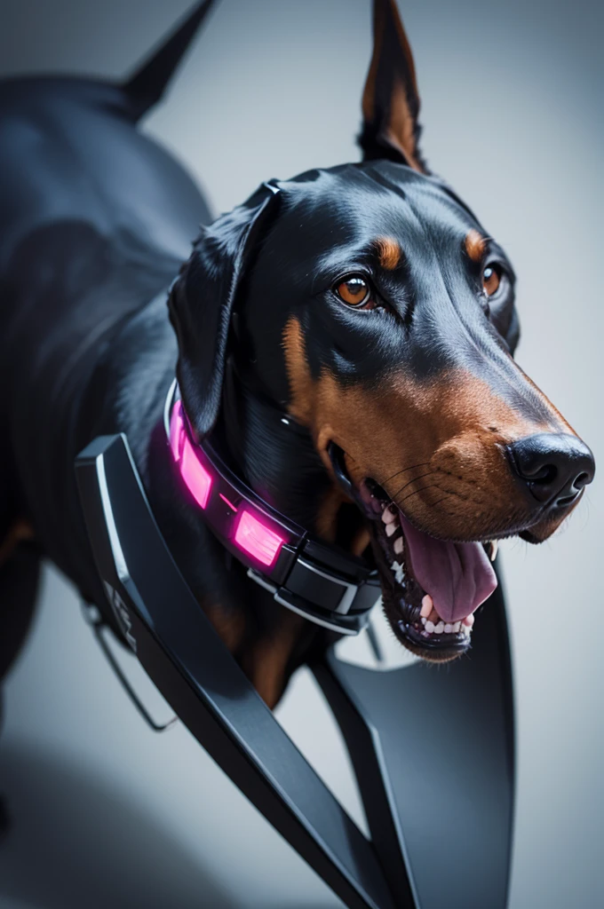 Top of a simple cybernetic doberman for logo