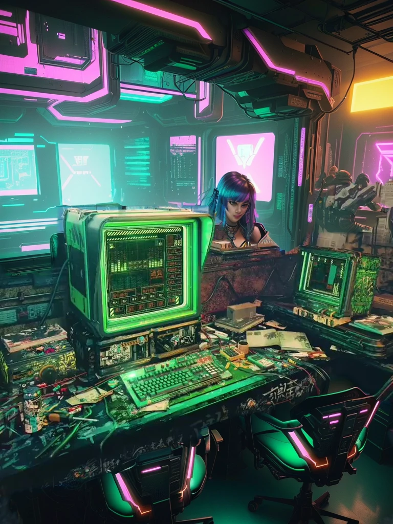 There are two on the table in the room., Cyberpunk Background, Cyberpunk aestheticss, Cyberpunk aesthetics, Cyberpunk atmosphere, in a Cyberpunk Background, Cyberpunk machines, Like a cyberpunk studio, cyberpunk interior, Retro Cyberpunk, Cyberpunk atmosphere, Cyberpunk theme, Cyberpunk environment, soviet style cyberpunk, in Cyberpunk aesthetics, Cyberpunk 8k resolution, Cyberpunk art style