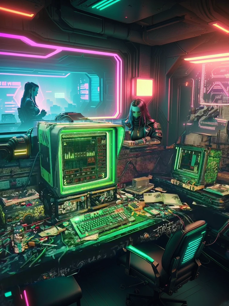 There are two on the table in the room., Cyberpunk Background, Cyberpunk aestheticss, Cyberpunk aesthetics, Cyberpunk atmosphere, in a Cyberpunk Background, Cyberpunk machines, Like a cyberpunk studio, cyberpunk interior, Retro Cyberpunk, Cyberpunk atmosphere, Cyberpunk theme, Cyberpunk environment, soviet style cyberpunk, in Cyberpunk aesthetics, Cyberpunk 8k resolution, Cyberpunk art style