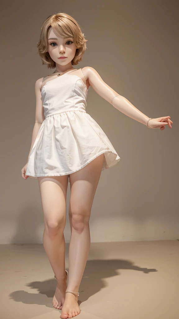 Female mannequin in chibi style , Arms outstretched, feet shoulder width apart color white