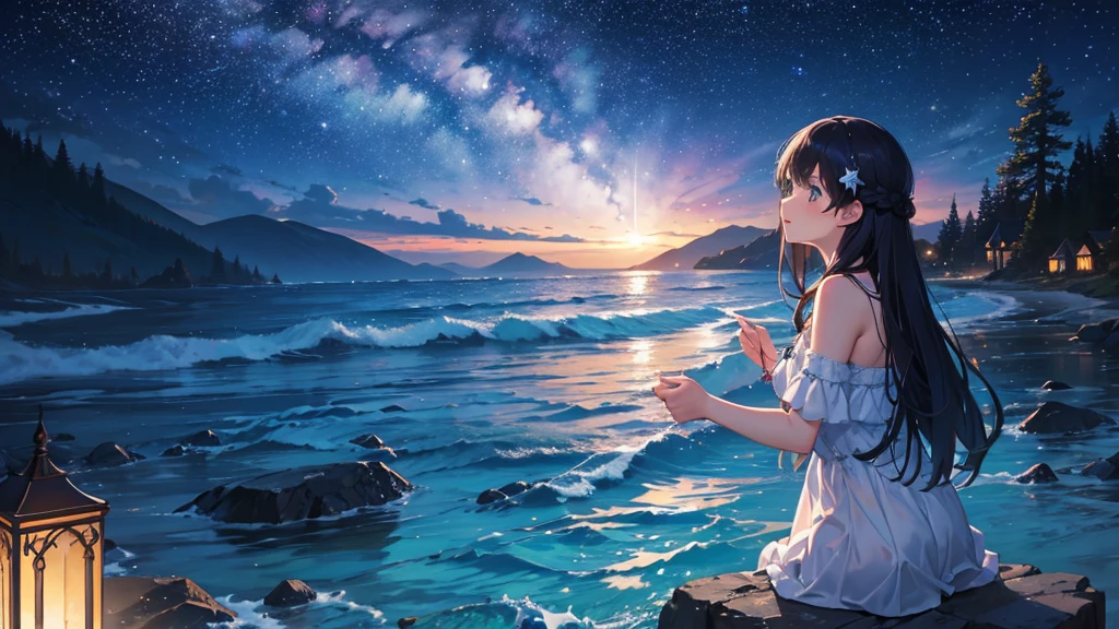 Different world，Starry Sky，magic，water，Two girls