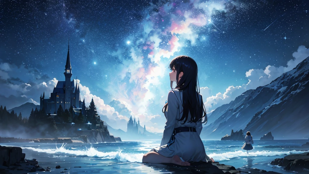 Different world，Starry Sky，magic，water，Two girls
