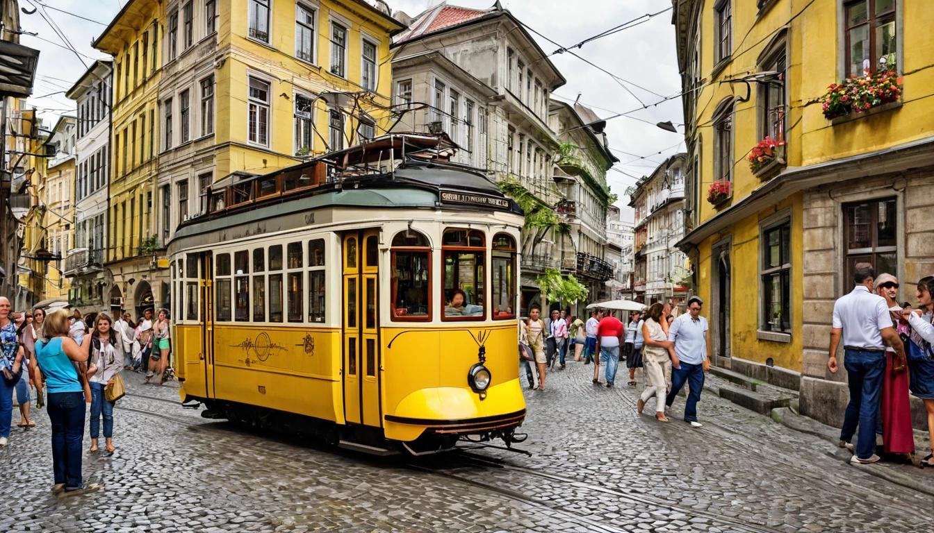 The narrow streets and yellow trams create a charming setting in this bustling city. Old trams chug along the cobblestone streets, adding a nostalgic touch to the lively atmosphere. Tourists and locals alike enjoy strolling through the winding alleys, soaking in the sights and sounds of the vibrant surroundings. From historic architecture to bustling markets, there's always something new to discover around every corner.