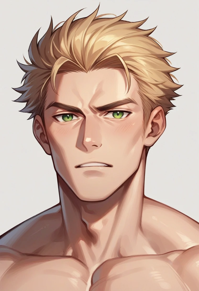 A young king with green eyes, blond hair, handsome