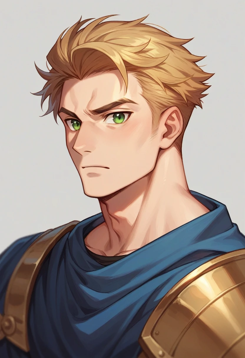 A young king with green eyes, blond hair, handsome 