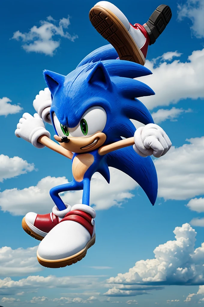 Sonic without shoes or gloves
