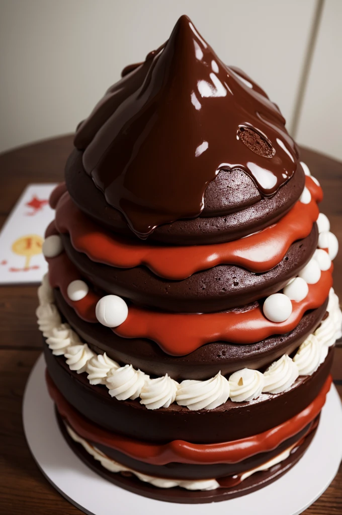 A fun character from the film in the shape of a chocolate volcano cake