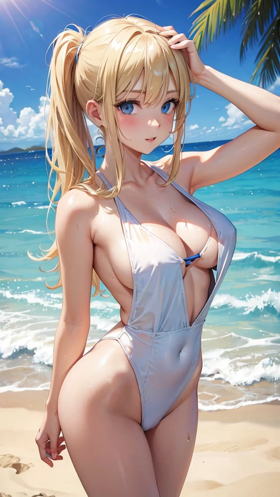 Blonde y woman in a swimsuit