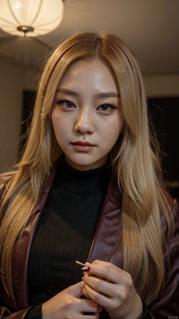 Lee Gahyeon from Korean k-pop group Dreamcatcher as a blonde vampire.