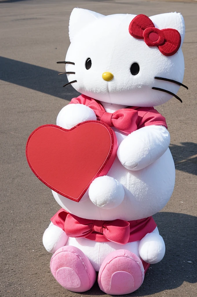 Hello kitty character with a heart in its paws with the letter F written on the heart 