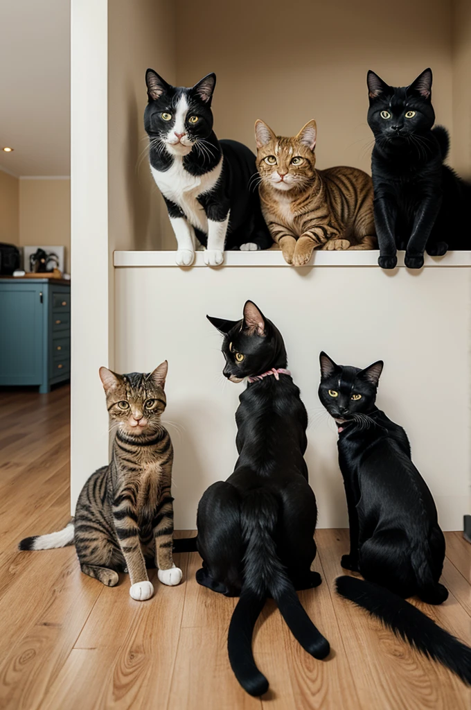 Four cats and two dogs in one house.