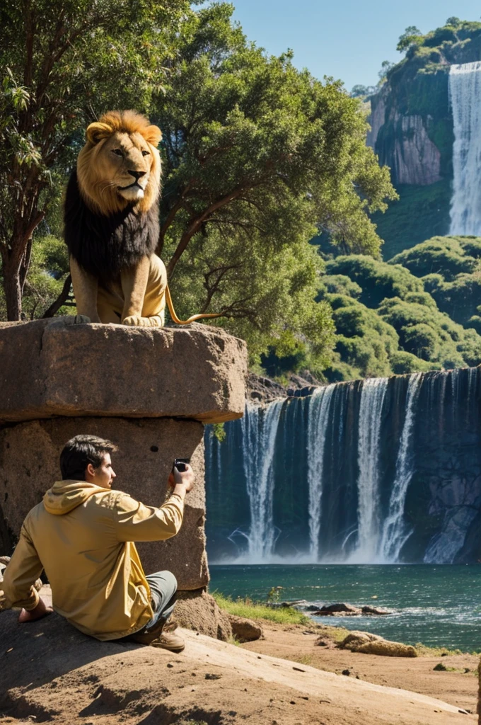 Milei with a lion looking at Latin America