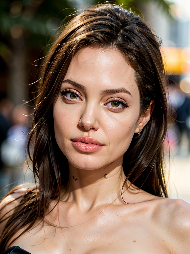 Angelina Jolie face portrait, full face, depth of field,