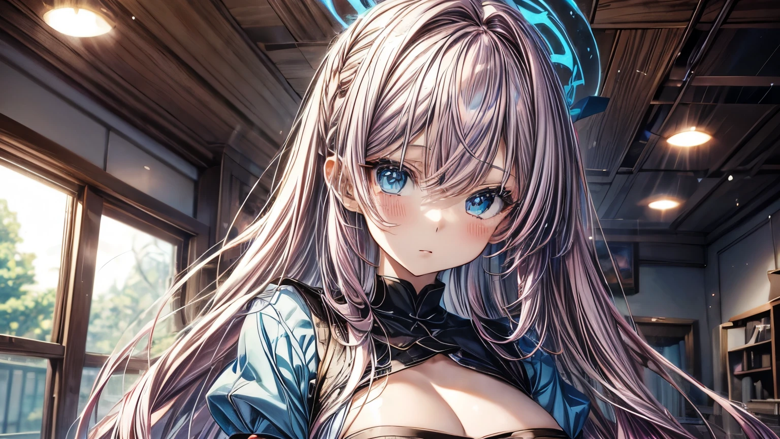 Anime girl with pink hair and blue eyes wearing a blue dress., portrait, Knights of the Zodiac, , detailed digital animated art, hermoso portrait animado, anime girl with cosmic hair, Pink hair and cyan eyes., 4K anime style, digital animated art, anime fantasy illustrations, anime fantasy illustration., portrait chica anime, anime in fantasy style, Detailed anime character art