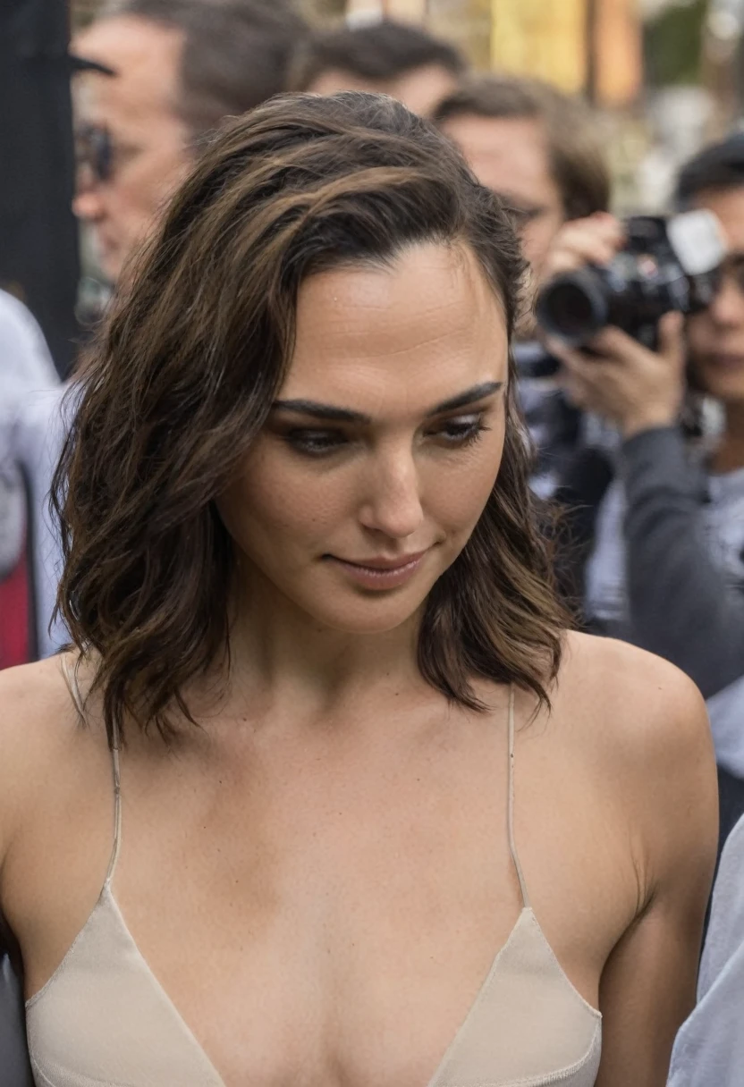  (( high quality random Erotic celebrity  shot ))  , 40yo woman ( GalGadot, Photorealistic , lora, emmawatson ,random expression , random move  , woman, actress , realistic babe )  ,tight sweaty  tshirt ,  extremely realistic skin texture , extremely erotic , tall woman, fit fleshy figure ,  tired woman, shiny sweaty skin , holiday vacation side public   area , woman, hollywood actress,  erotic angle (  depth of field, detailed face  insanely detailed skin texture, hyper detailed features )