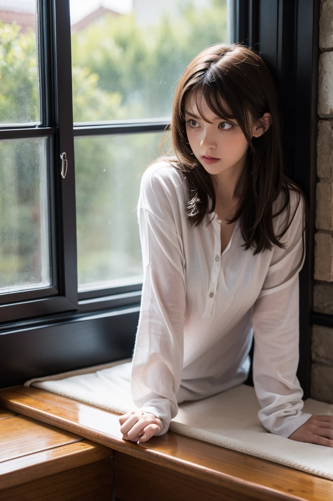 The hand on the window sill is scary,fear