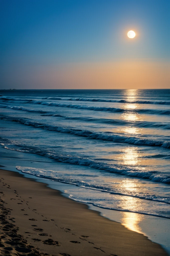 The beach alone ,with the full moon 
