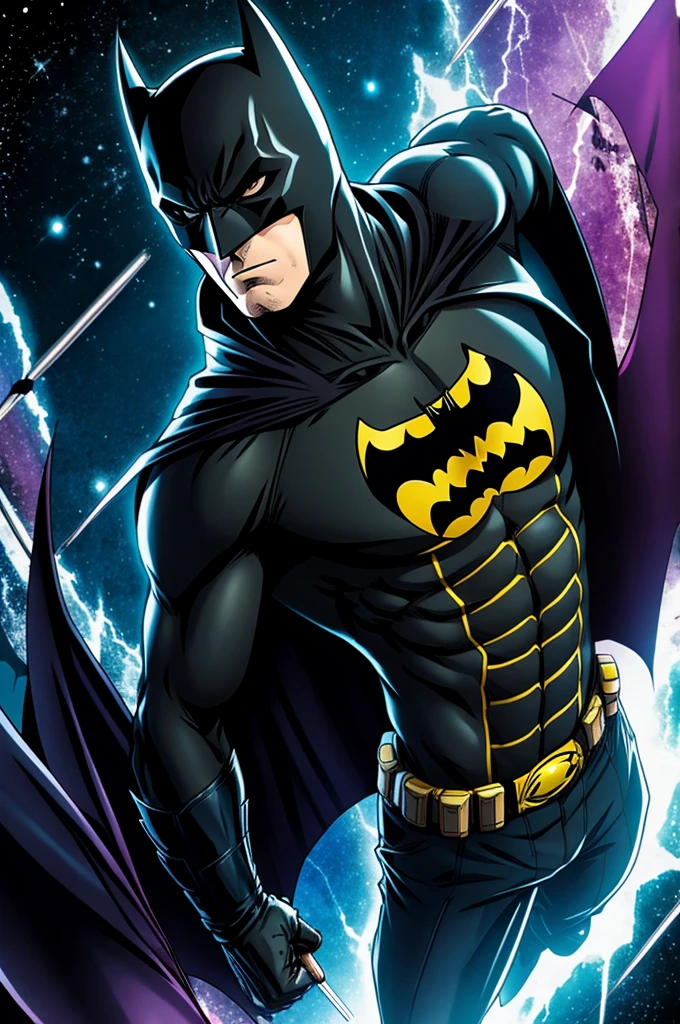 Batman in the anime art style of jojo's bizarre adventures 