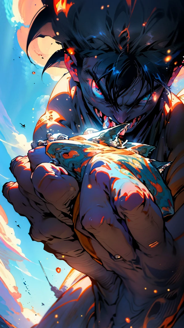 a close up of a person with a very large body and a very big body, ultra instinct, an epic anime of a energy man, 4 k manga wallpaper, super saiyan blue, anime wallaper, 4k anime wallpaper, anime wallpaper 4k, anime wallpaper 4 k, character dragonball, highly detailed portrait of goku, human goku, super saiyan goku